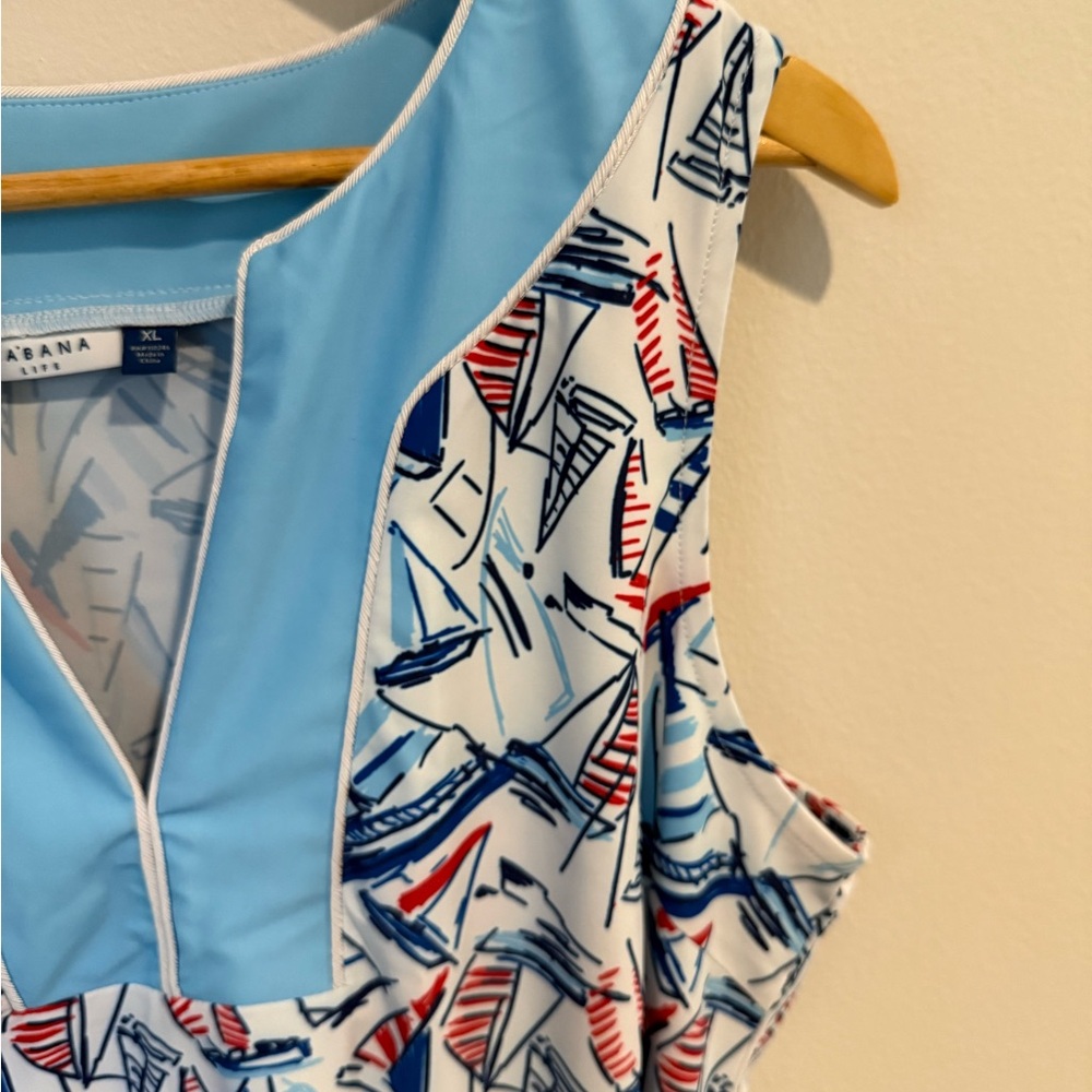 Cabana Life women’s blue sleeveless nautical tunic dress cover up sailboat XL - Picture 5 of 14